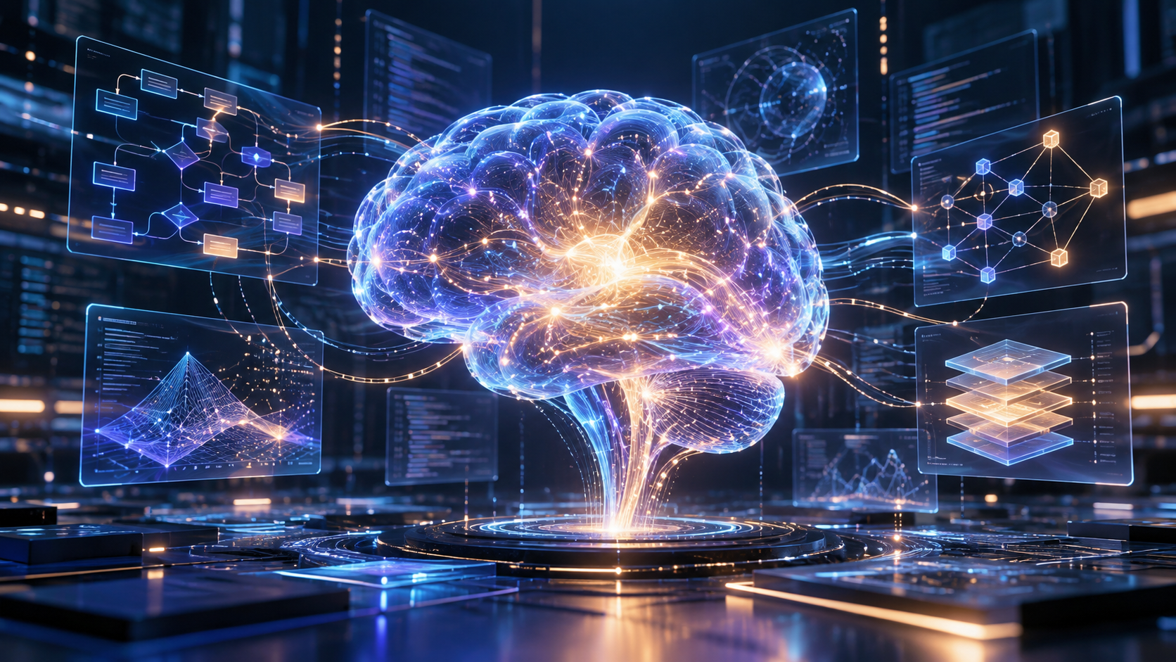 Visual conceitual de raciocínio e organização de ideias com inteligência artificial